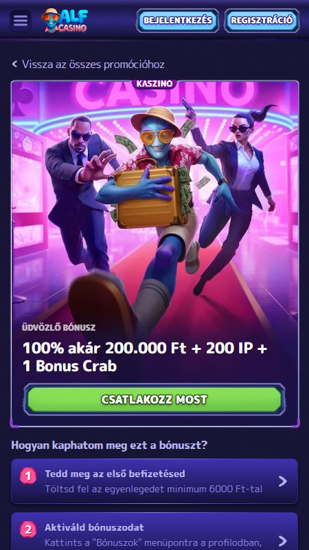 Promóciók oldal a AlfCasinon