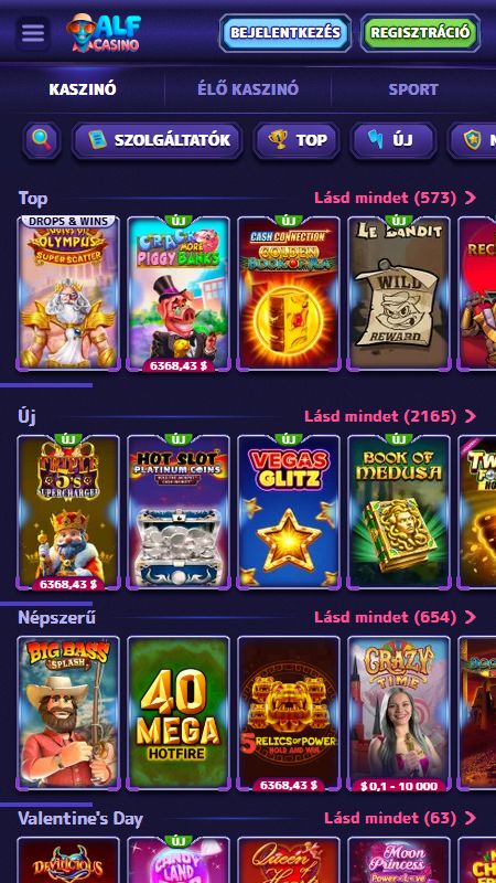 Online kaszinó rész a AlfCasinon