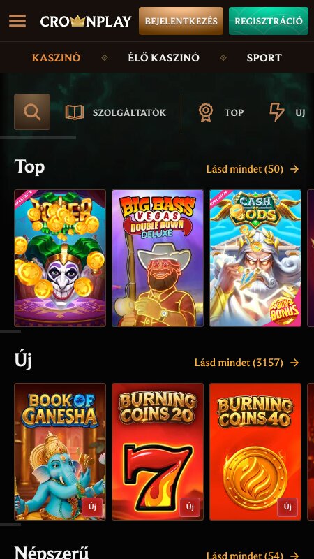 CrownPlay kaszinó felület