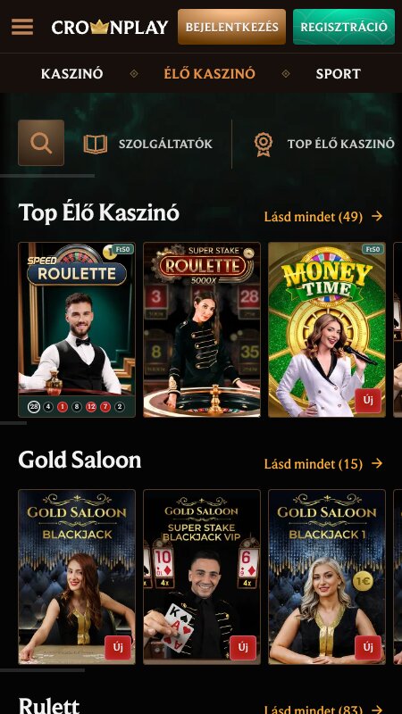 CrownPlay élő kaszinó felület