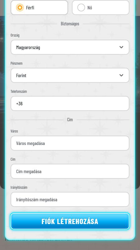 Fiók létrehozása a Wynsn