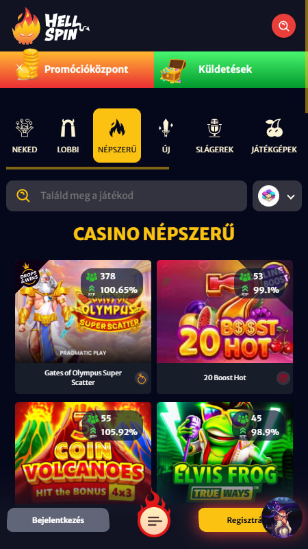 HellSpin kaszinó nyerőgépek