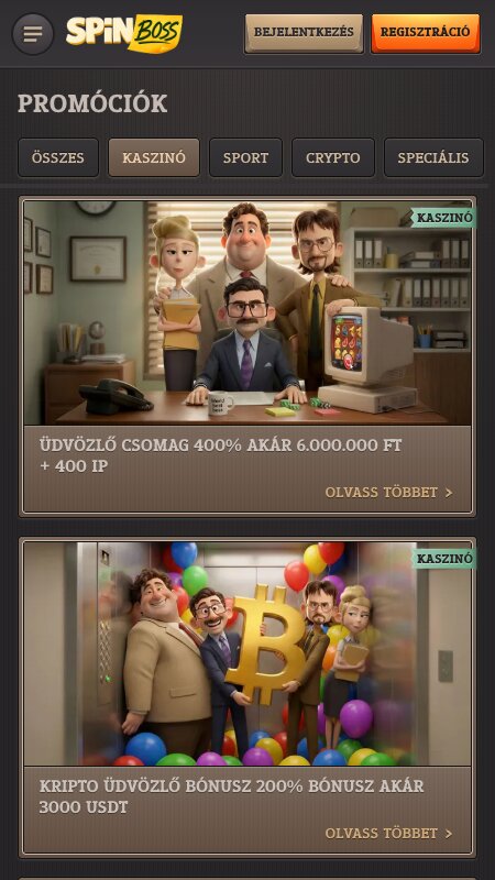 SpinBoss bónuszok és promóciók