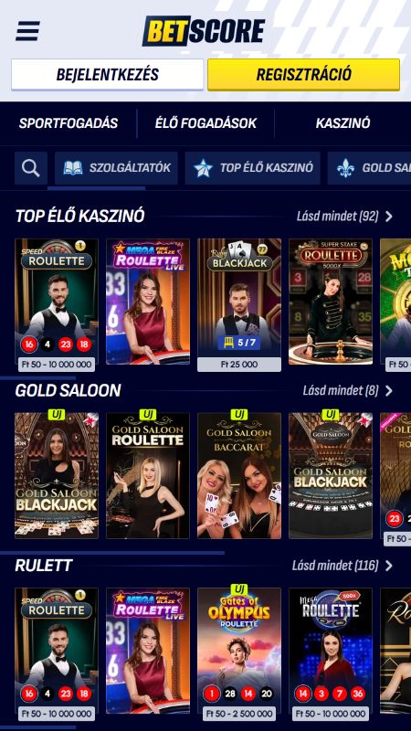 Élő játékok a BetScore Casino-nál