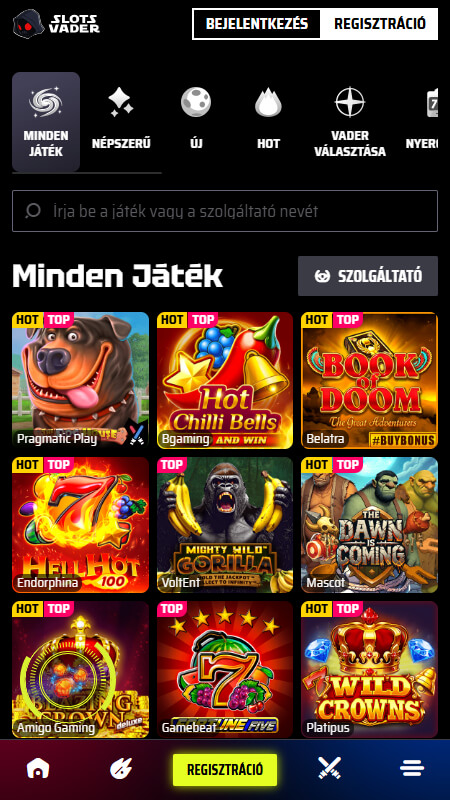 SlotsVader játékai