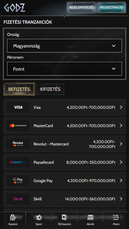 Godz payment methods